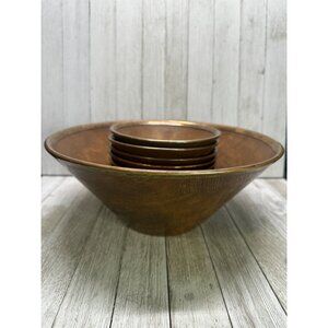 Vintage Coppercraft Serving and Salad Bowl Plastic Copper Rimmed - Set of 9